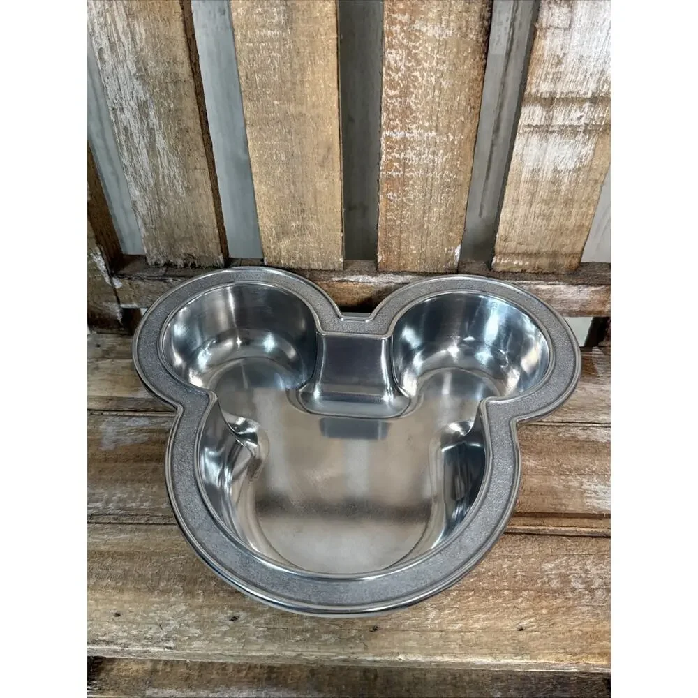 Vintage Disney Iconic Mickey Mouse Ears Metal Silver Bowl New In Box
